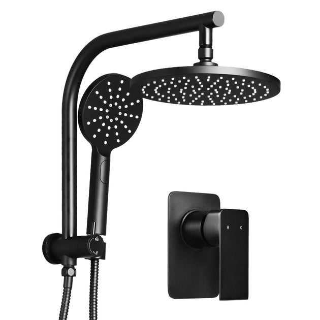 Cefito WELS 9'' Rain Shower Head Mixer Round Handheld High Pressure Wall Black - Delldesign Living - Home & Garden > Bathroom Accessories - free-shipping