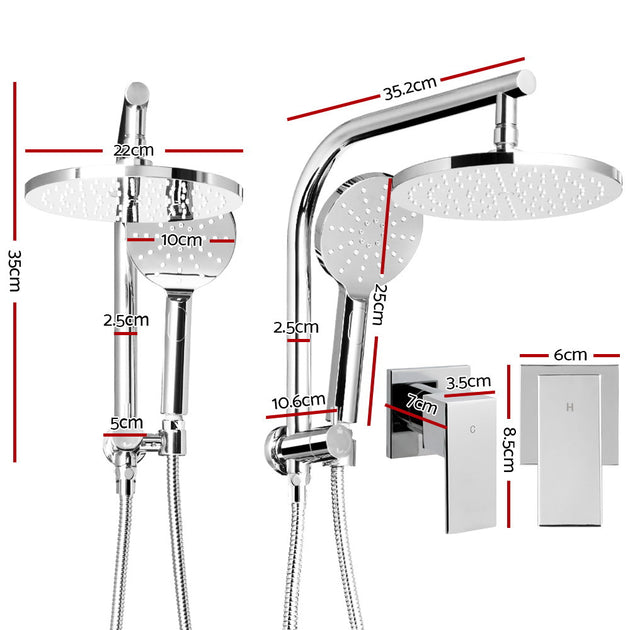 Cefito WELS 9'' Rain Shower Head Taps Round Handheld High Pressure Wall Chrome - Delldesign Living - Home & Garden > Bathroom Accessories - free-shipping