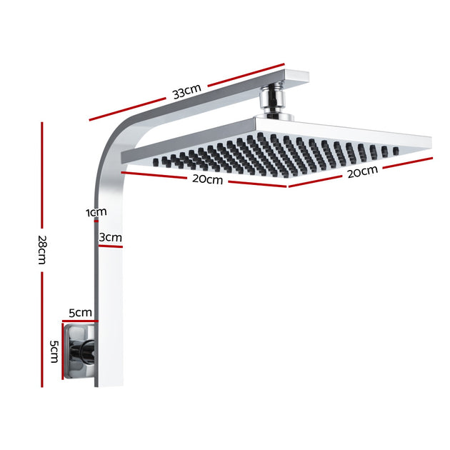 Cefito WElS 8'' Rain Shower Head Set Square High Pressure Wall Arm DIY Chrome - Delldesign Living - Home & Garden > Bathroom Accessories - free-shipping