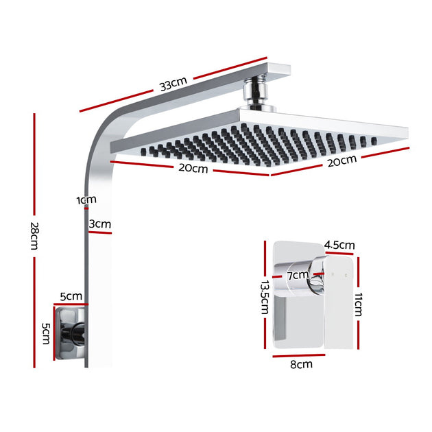 Cefito WElS 8'' Rain Shower Head Mixer Square High Pressure Wall Arm DIY Chrome - Delldesign Living - Home & Garden > Bathroom Accessories - free-shipping