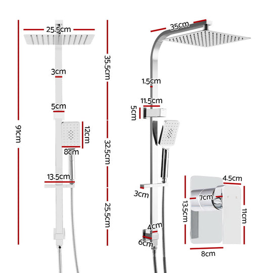 Cefito WELS 10'' Rain Shower Head Mixer Square Handheld High Pressure Wall Chrome - Delldesign Living - Home & Garden > DIY - free-shipping