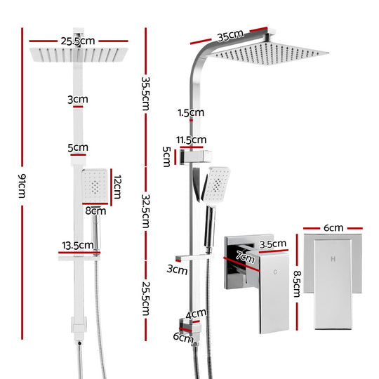 Cefito WELS 10'' Rain Shower Head Taps Round Handheld High Pressure Wall Chrome - Delldesign Living - Home & Garden > DIY - free-shipping