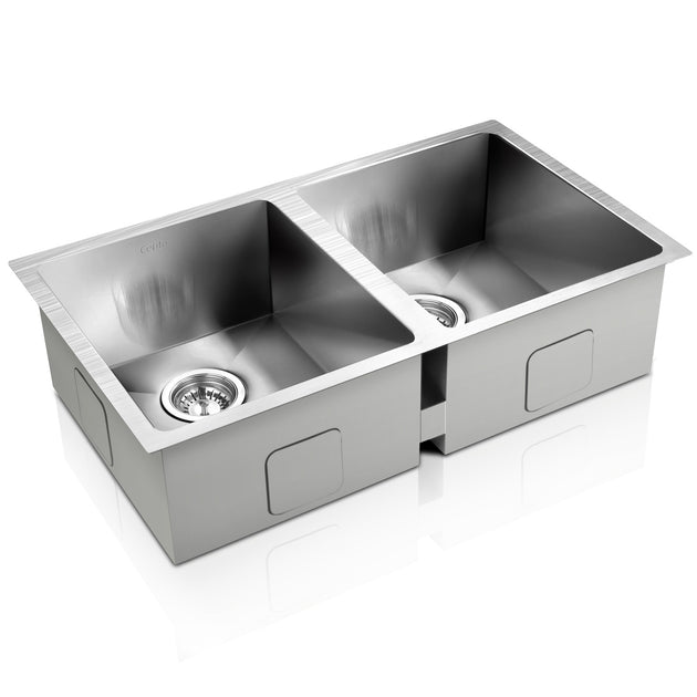Cefito 77cm x 45cm Stainless Steel Kitchen Sink Under/Top/Flush Mount Silver - Delldesign Living - Home & Garden > DIY - free-shipping