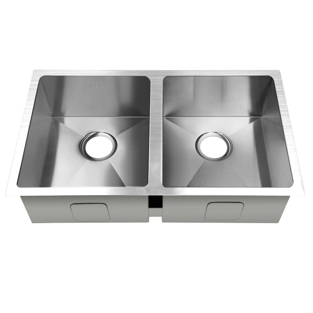 Cefito 77cm x 45cm Stainless Steel Kitchen Sink Under/Top/Flush Mount Silver - Delldesign Living - Home & Garden > DIY - free-shipping