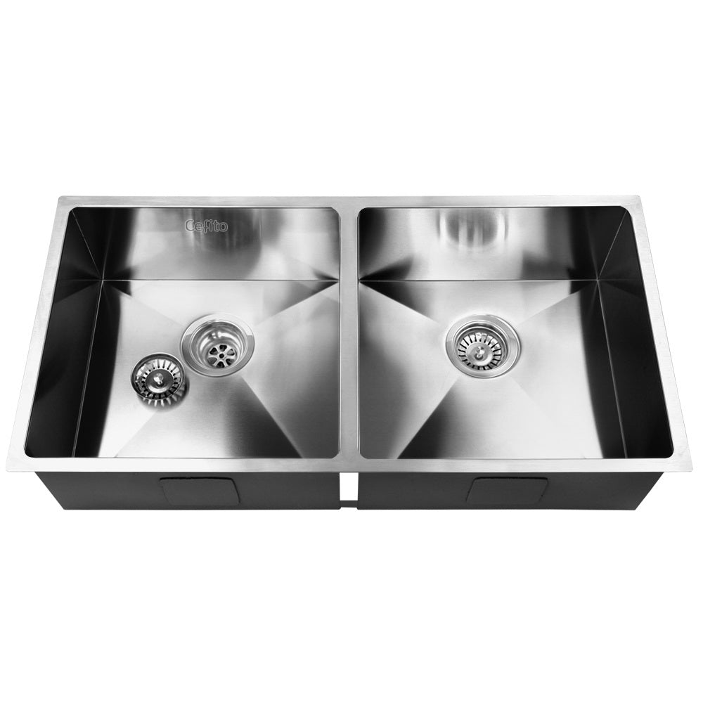 Cefito 86.5cm x 44cm Stainless Steel Kitchen Sink Under/Top/Flush Mount Silver - Delldesign Living - Home & Garden > DIY - free-shipping