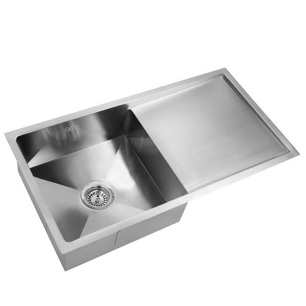Cefito 87cm x 45cm Stainless Steel Kitchen Sink Under/Top/Flush Mount Silver - Delldesign Living - Home & Garden > DIY - free-shipping