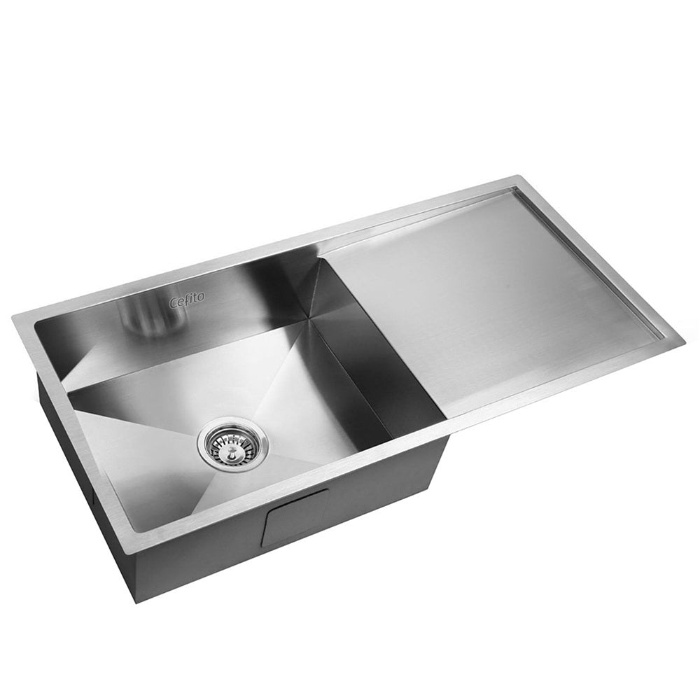 Cefito 96cm x 45cm Stainless Steel Kitchen Sink Under/Top/Flush Mount Silver - Delldesign Living - Home & Garden > DIY - free-shipping