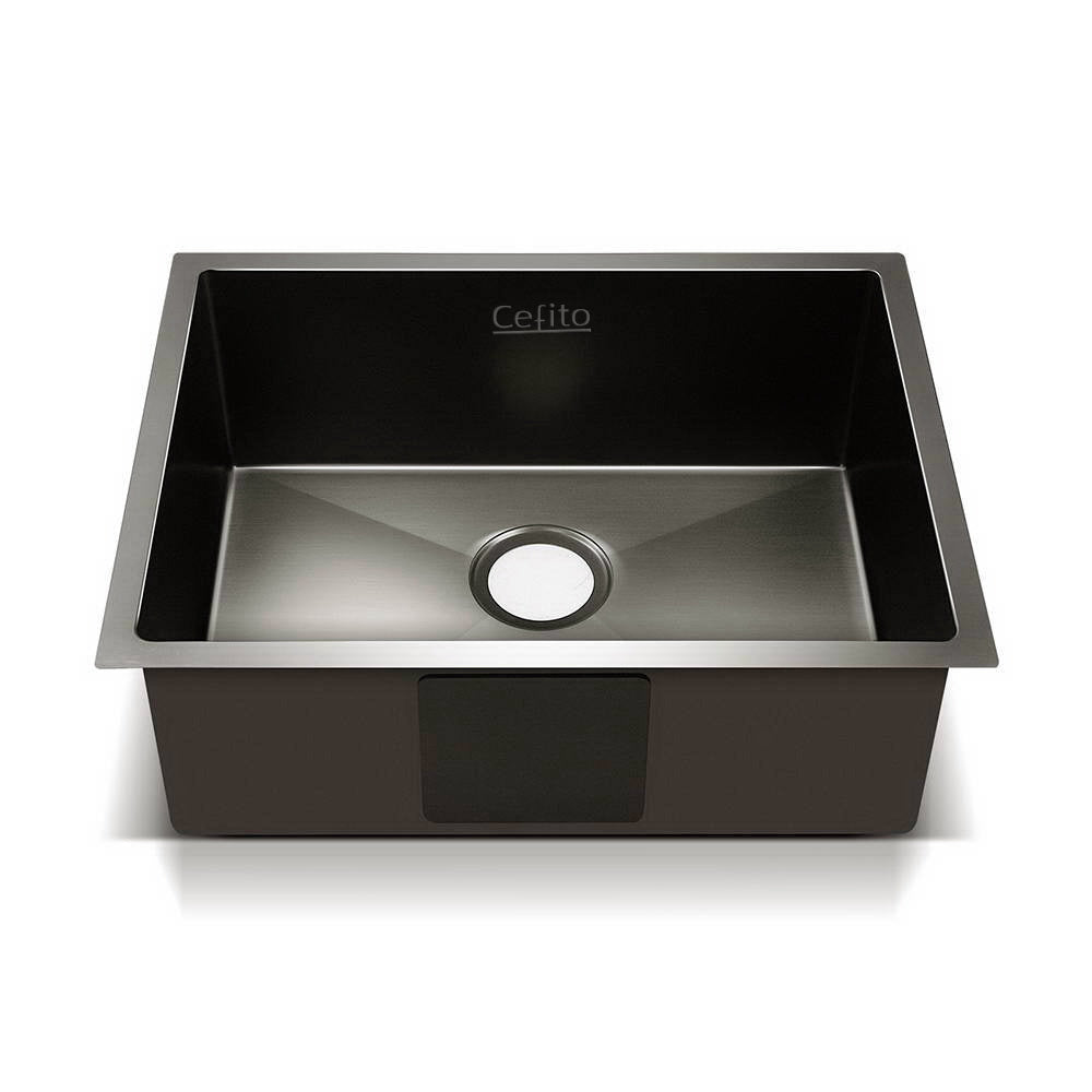 Cefito 60cm x 45cm Stainless Steel Kitchen Sink Under/Top/Flush Mount Black - Delldesign Living - Home & Garden > DIY - free-shipping