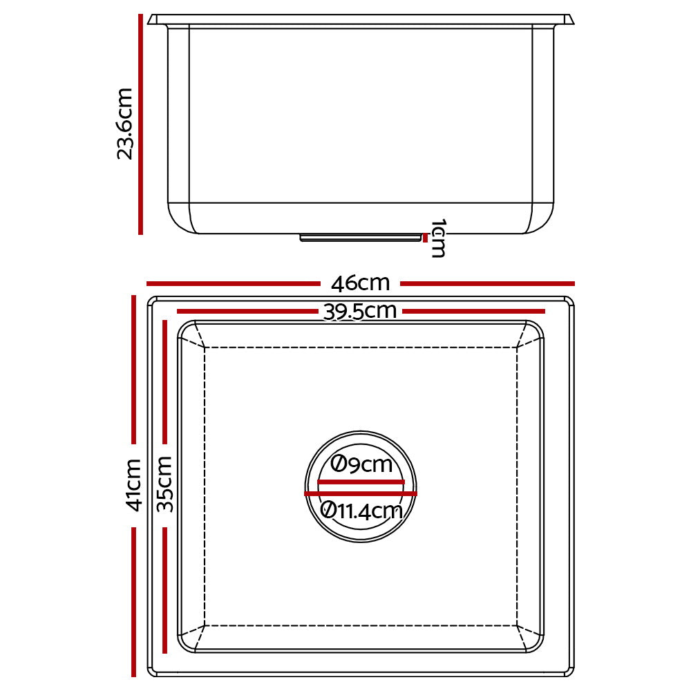 Cefito Stone Kitchen Sink 460X410MM Granite Under/Topmount Basin Bowl Laundry White - Delldesign Living - Home & Garden > DIY - free-shipping, hamptons