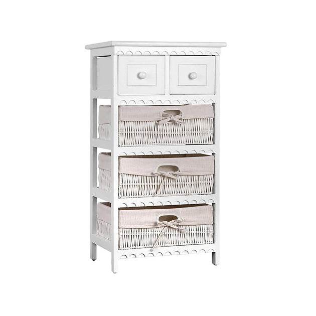 Artiss 3 Basket Storage Drawers - White - Delldesign Living - Furniture > Bedroom - free-shipping, hamptons