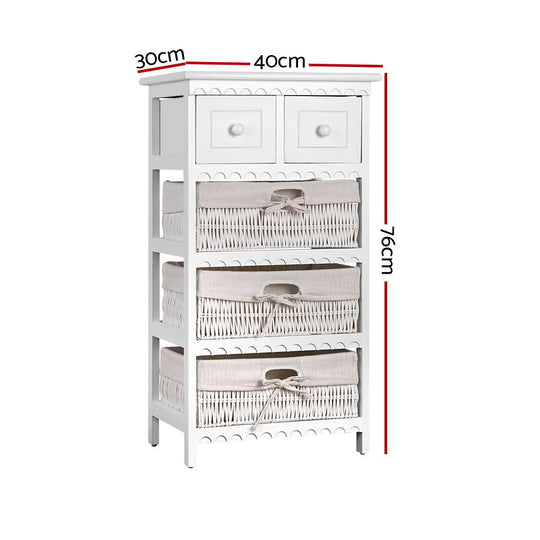 Artiss 3 Basket Storage Drawers - White - Delldesign Living - Furniture > Bedroom - free-shipping, hamptons