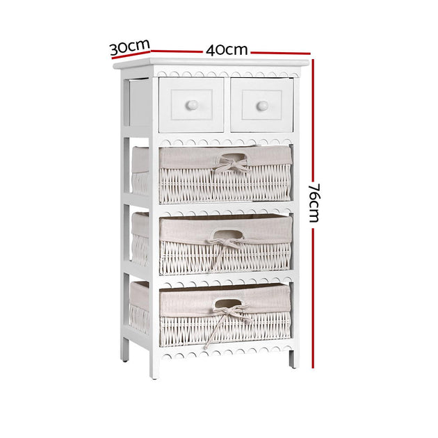 Artiss 3 Basket Storage Drawers - White - Delldesign Living - Furniture > Bedroom - free-shipping, hamptons