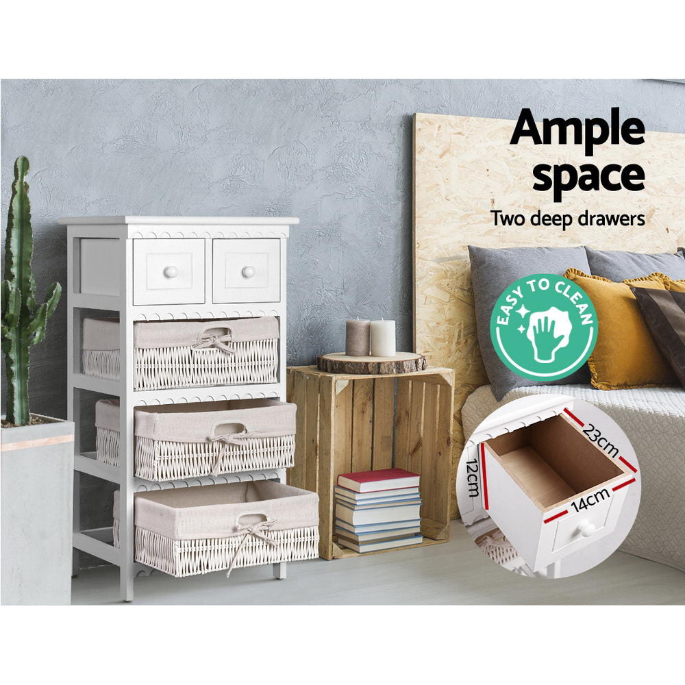 Artiss 3 Basket Storage Drawers - White - Delldesign Living - Furniture > Bedroom - free-shipping, hamptons