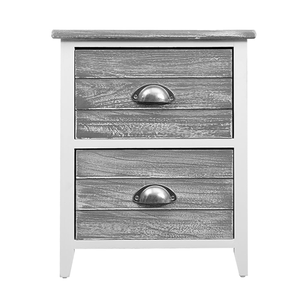 Artiss 2x Bedside Table Nightstands 2 Drawers Storage Cabinet Bedroom Side Grey - Delldesign Living - Furniture > Bedroom - free-shipping