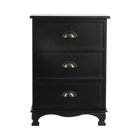 Artiss Vintage Bedside Table Chest Storage Cabinet Nightstand Black - Delldesign Living - Furniture > Bedroom - free-shipping