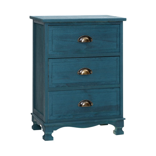 Artiss Bedside Tables Drawers Side Table Cabinet Vintage Blue Storage Nightstand - Delldesign Living - Furniture > Bedroom - free-shipping