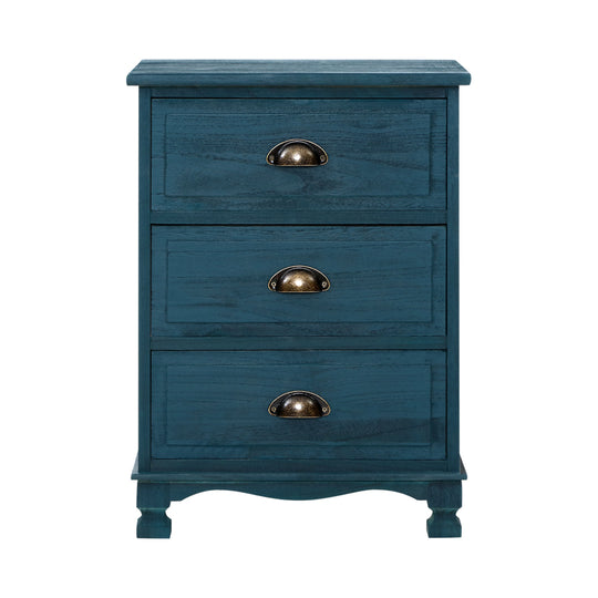 Artiss Bedside Tables Drawers Side Table Cabinet Vintage Blue Storage Nightstand - Delldesign Living - Furniture > Bedroom - free-shipping