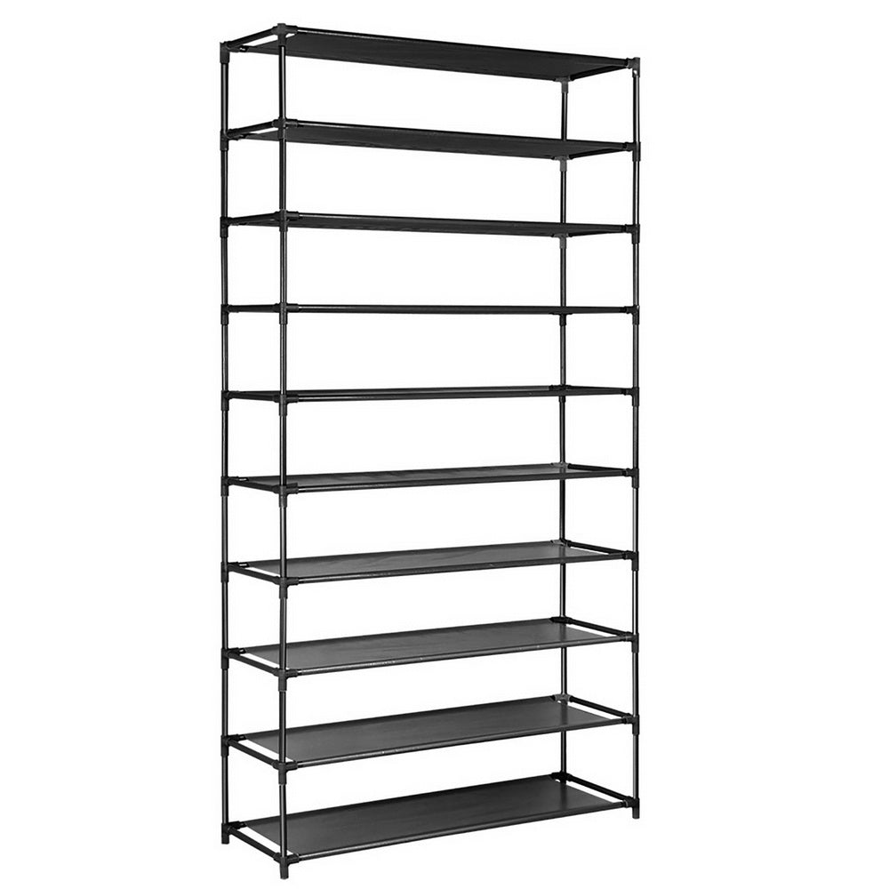 Artiss Shoe Rack 10-Tier (50 Pair) Shoes Organiser DIY Stackable Organizer Storage Shelf Stand Holder Portable Wardrobe Black - Delldesign Living - Home & Garden > Storage - free-shipping