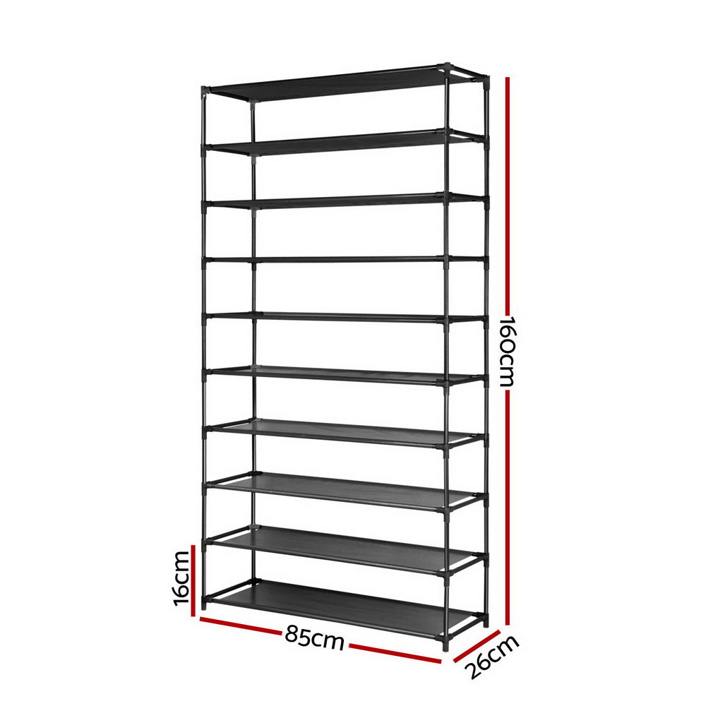 Artiss Shoe Rack 10-Tier (50 Pair) Shoes Organiser DIY Stackable Organizer Storage Shelf Stand Holder Portable Wardrobe Black - Delldesign Living - Home & Garden > Storage - free-shipping