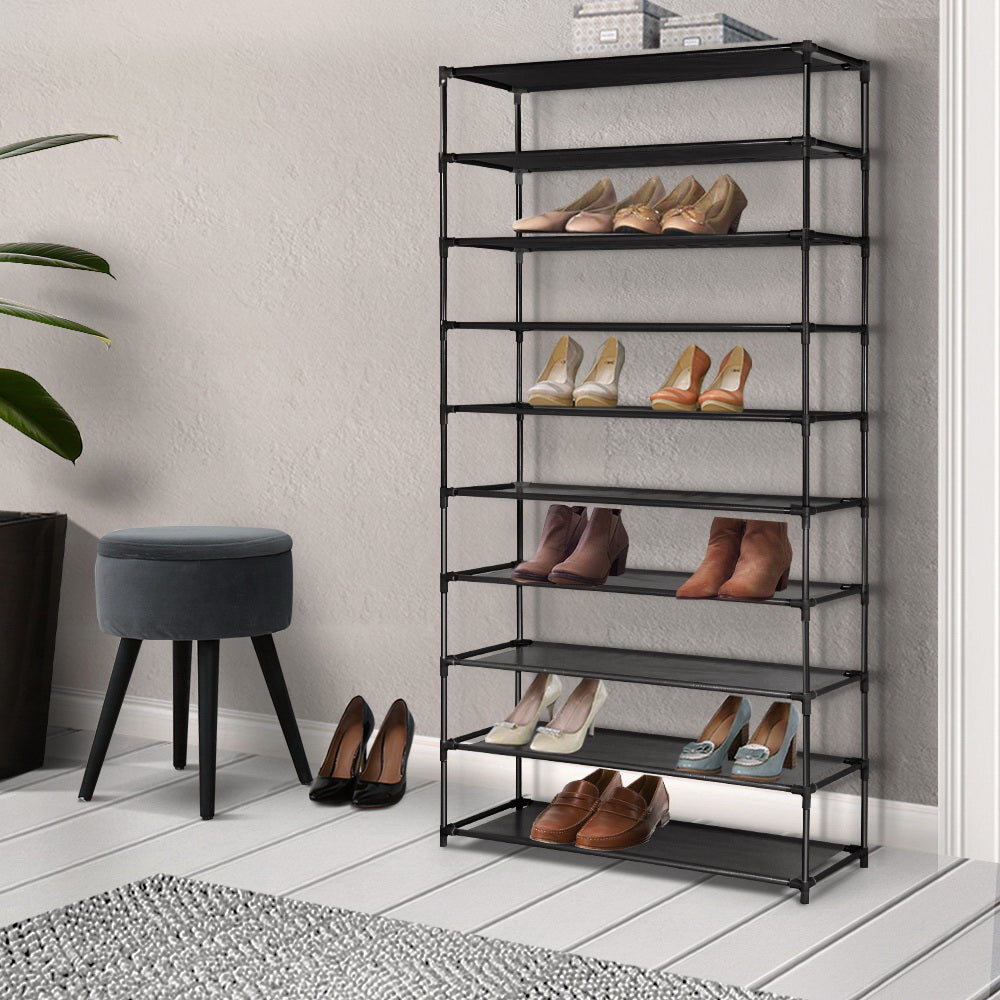 Artiss Shoe Rack 10-Tier (50 Pair) Shoes Organiser DIY Stackable Organizer Storage Shelf Stand Holder Portable Wardrobe Black - Delldesign Living - Home & Garden > Storage - free-shipping