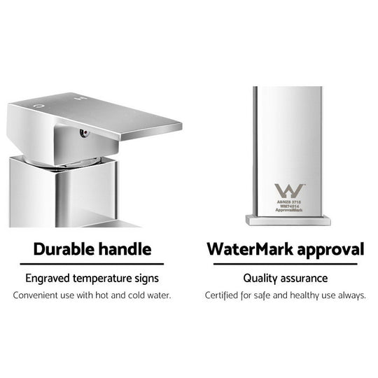 Cefito Basin Mixer Tap Faucet Bathroom Vanity Counter Top WELS Standard Brass Silver - Delldesign Living - Home & Garden > Bathroom Accessories - free-shipping