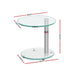 Artiss Side Coffee Table Bedside Furniture Oval Tempered Glass Top 2 Tier - Delldesign Living - Furniture > Dining - free-shipping