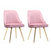 Artiss Set of 2 Dining Chairs Retro Chair Cafe Kitchen Modern Iron Legs Velvet Pink - Delldesign Living - Furniture > Dining - free-shipping