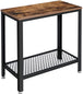 Industrial Side Table 2-Tier With Mesh and Metal Frame Rustic Brown - Delldesign Living - Furniture > Living Room - free-shipping