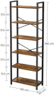 6-Tier Storage Rack with Industrial Style Steel Frame  Rustic Brown and Black, 186 cm High - Delldesign Living - Furniture > Living Room - free-shipping
