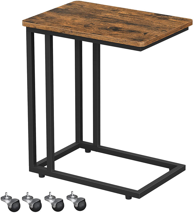Coffee Table with Steel Frame and Castors Rustic Brown and Black - Delldesign Living - Furniture > Living Room - free-shipping