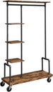Clothing Garment Rack on Wheels with 5-Tier, Industrial Pipe Style, Rustic Brown - Delldesign Living - Furniture > Living Room - free-shipping