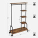 Clothing Garment Rack on Wheels with 5-Tier, Industrial Pipe Style, Rustic Brown - Delldesign Living - Furniture > Living Room - free-shipping