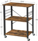 Kitchen Baker's Rack,  3-Tier Serving Cart with Metal Frame and 6 Hooks, Rustic Brown - Delldesign Living - Furniture > Living Room - free-shipping