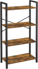 4-Tier  Storage Rack with Steel Frame, 120 cm High, Rustic Brown and Black - Delldesign Living - Furniture > Living Room - free-shipping