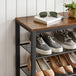 Shoe Rack with 3 Mesh Shelves Rustic Brown and Black - Delldesign Living - Furniture > Living Room - free-shipping