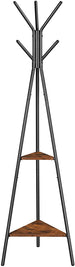 Black Coat Rack Stand Industrial Style 2 Shelves Clothes - Delldesign Living - Furniture > Living Room - free-shipping
