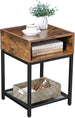 Side Table with Open Compartment and Mesh Shelf Rustic Brown and Black - Delldesign Living - Furniture > Living Room - free-shipping