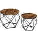 Set of 2 Side Tables Robust Steel Frame Rustic Brown and Black - Delldesign Living - Furniture > Living Room - free-shipping