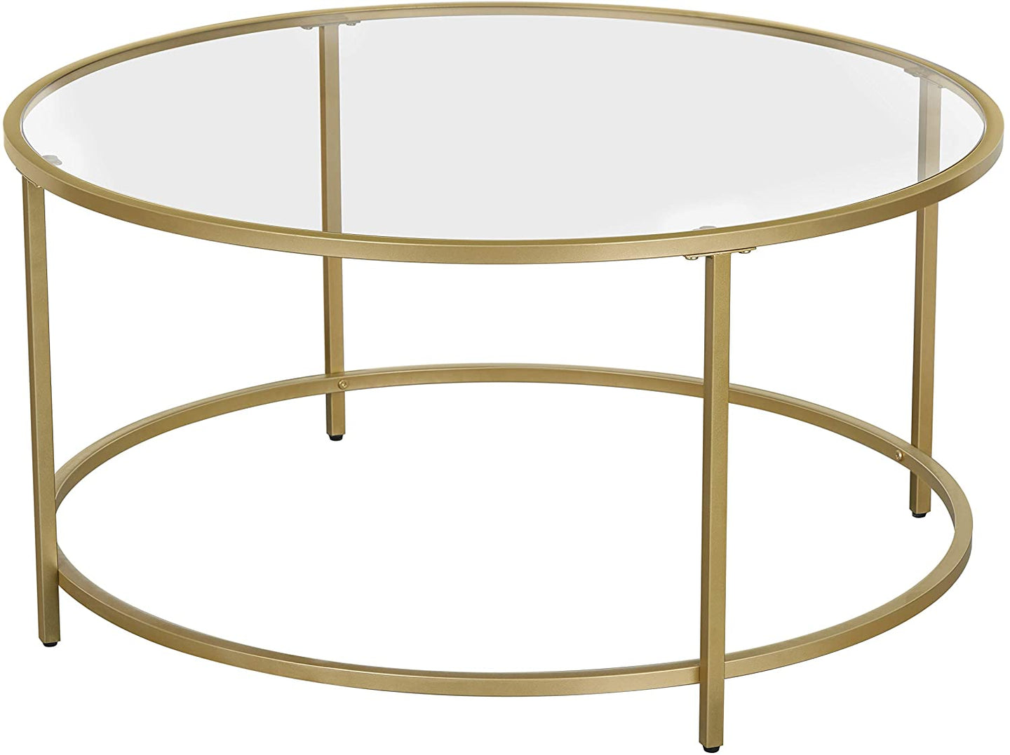 Gold Glass Table with Golden Iron Frame Stable and Robust Tempered Glass - Delldesign Living - Furniture > Living Room - free-shipping
