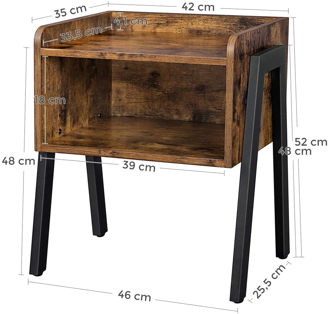 Vintage Nightstand Stackable End Table Wood Look Accent Furniture Metal Frame - Delldesign Living - Furniture > Living Room - free-shipping