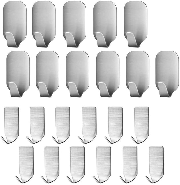 23 Pieces Stainless Steel Waterproof Self Adhesive Dual Wall Hooks for Bathroom, Bedroom and Kitchen - Delldesign Living - Home & Garden > Bathroom Accessories - free-shipping