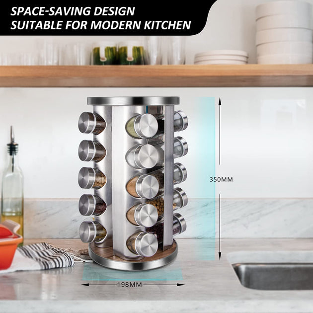 Rotating Spice Rack Organizer with 20 Pieces Jars for Kitchen - Delldesign Living - Appliances > Kitchen Appliances - free-shipping