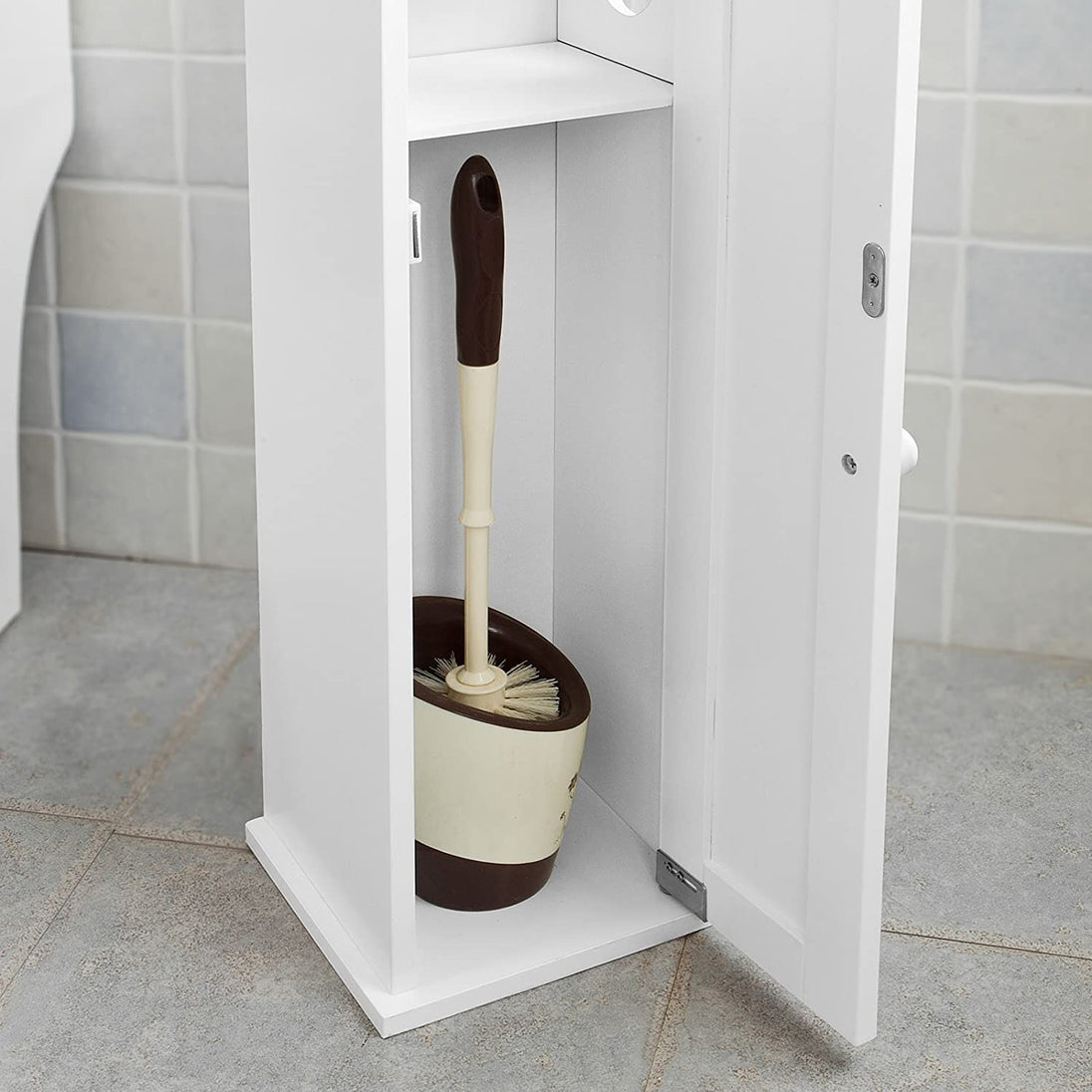 Toilet Paper Holder with Storage, Freestanding Cabinet, Toilet Brush Holder and Toilet Paper Dispenser - Delldesign Living - Home & Garden > Storage - free-shipping
