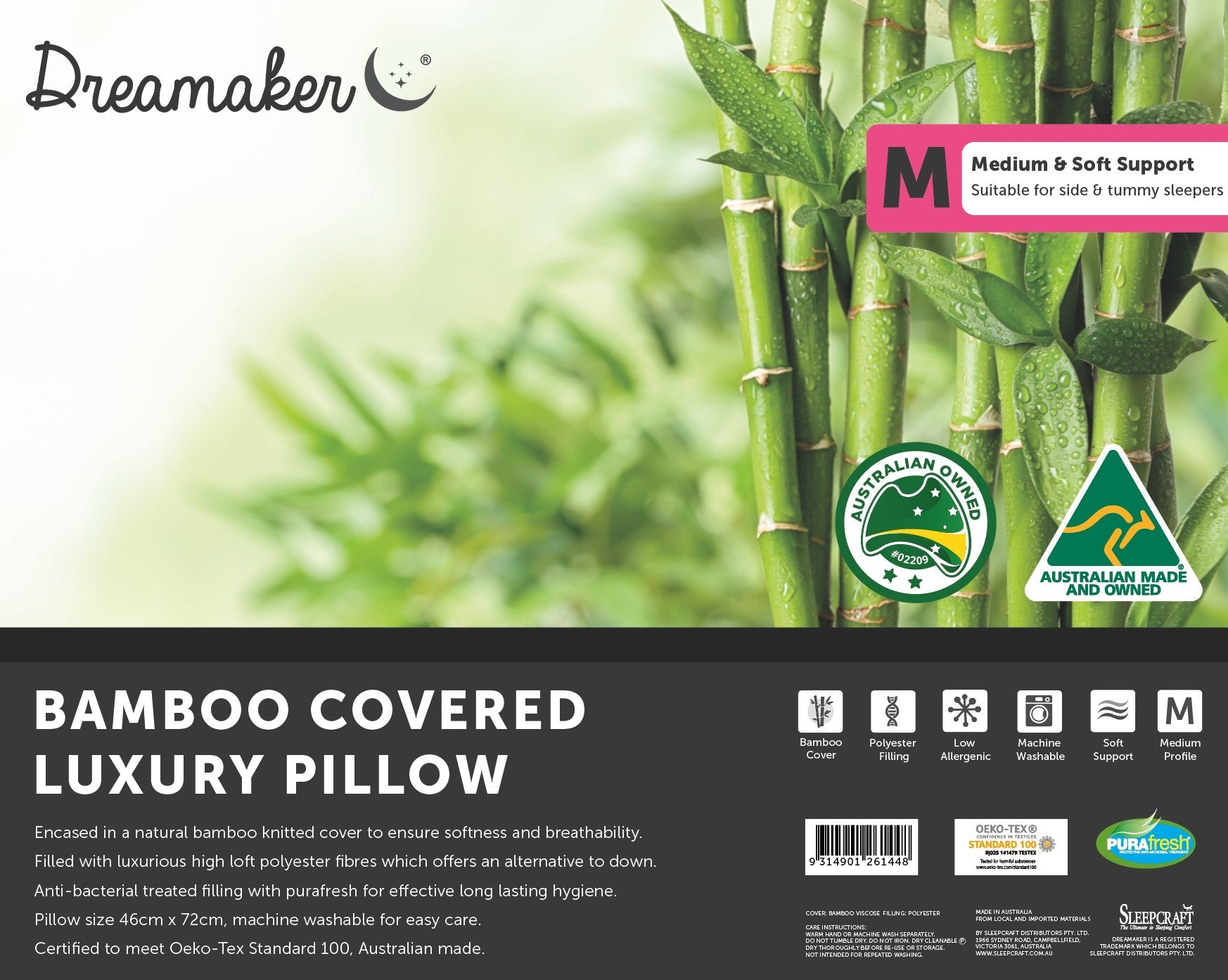 Dreamaker Bamboo Knitted Covered Pillow - Delldesign Living - Home & Garden > Bedding - free-shipping