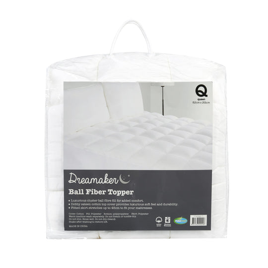 Dreamaker Ball Fibre Mattress Topper 1000Gsm King Single Bed - Delldesign Living - Home & Garden > Bedding - free-shipping