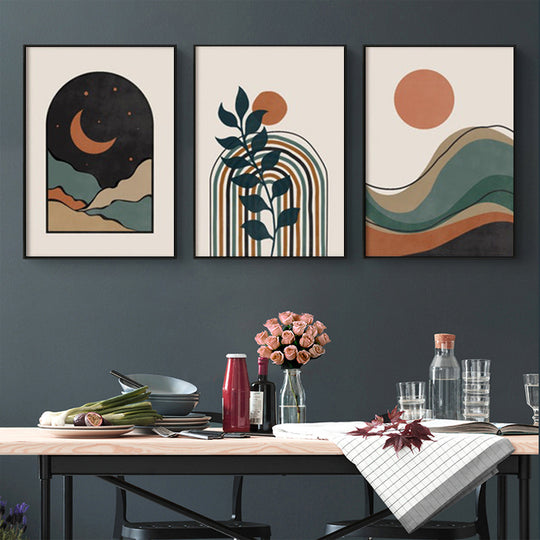 60cmx90cm Abstract Dark Green 3 Sets Black Frame Canvas Wall Art - Delldesign Living - Home & Garden > Wall Art - free-shipping