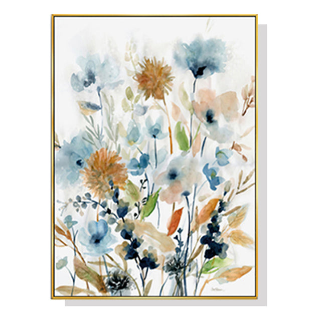 50cmx70cm Colourful Floras Watercolour style I Gold Frame Canvas Wall Art - Delldesign Living - Home & Garden > Wall Art - free-shipping