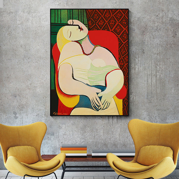 50cmx70cm The dream by Pablo Picasso Gold Frame Canvas Wall Art - Delldesign Living - Home & Garden > Wall Art - free-shipping