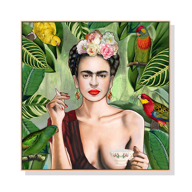 60cmx60cm Self Portrait by Frida Kahlo Wood Frame Canvas Wall Art - Delldesign Living - Home & Garden > Wall Art - free-shipping
