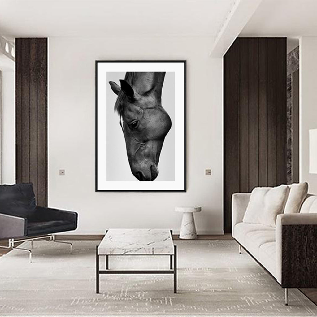 50cmx70cm Modern Black Horse Black Frame Canvas Wall Art - Delldesign Living - Home & Garden > Wall Art - free-shipping